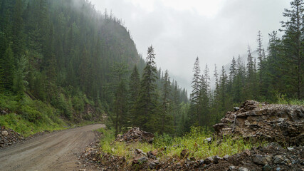 mountain creek in the rainy weather