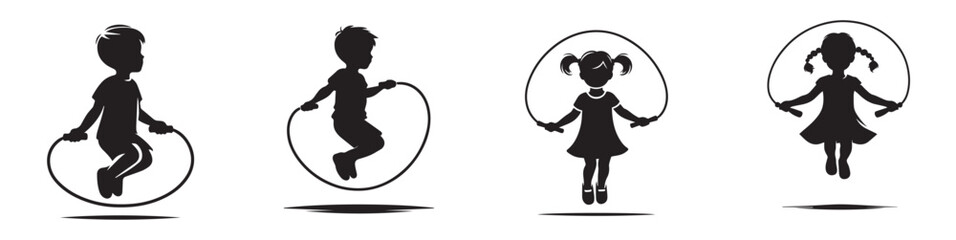 vector silhouette of a person jumping rope