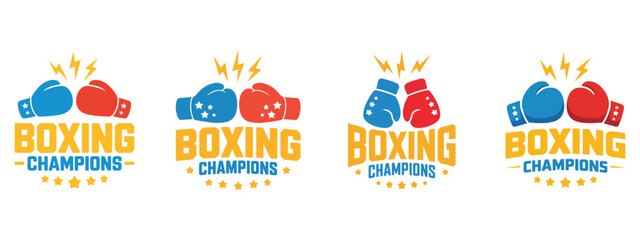 boxing gloves set logo vector icon illustration