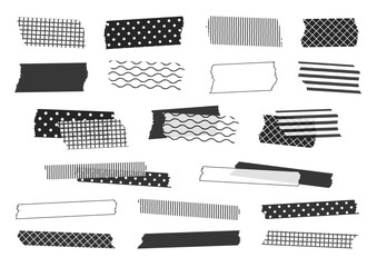 Obraz premium かわいい柄のマスキングテープイラストセット（ペン画・白黒）