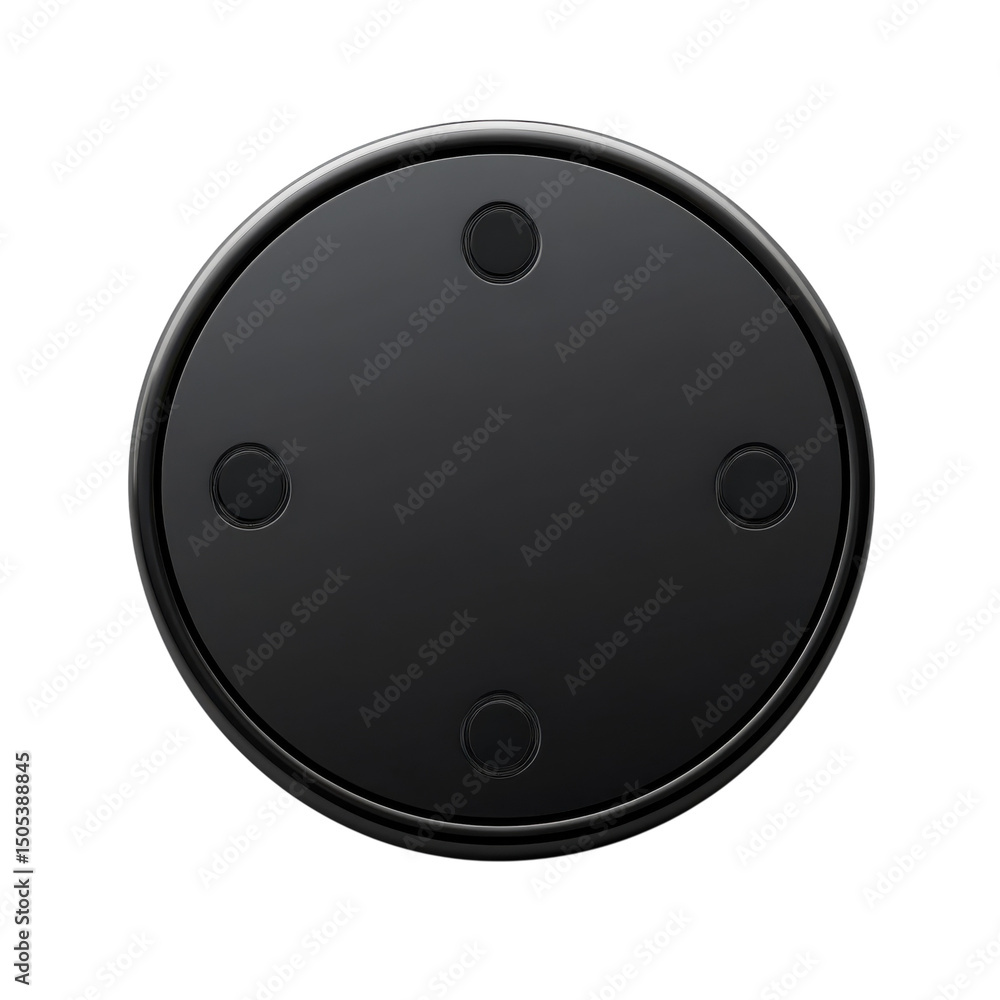 Poster elegant black button or control panel interface with four recessed on transparent background