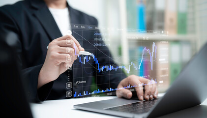 Fototapeta premium Financial Data Analytics and Trading Graph on Screen