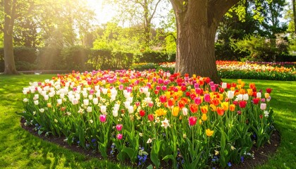 Colorful Tulips In The Spring.