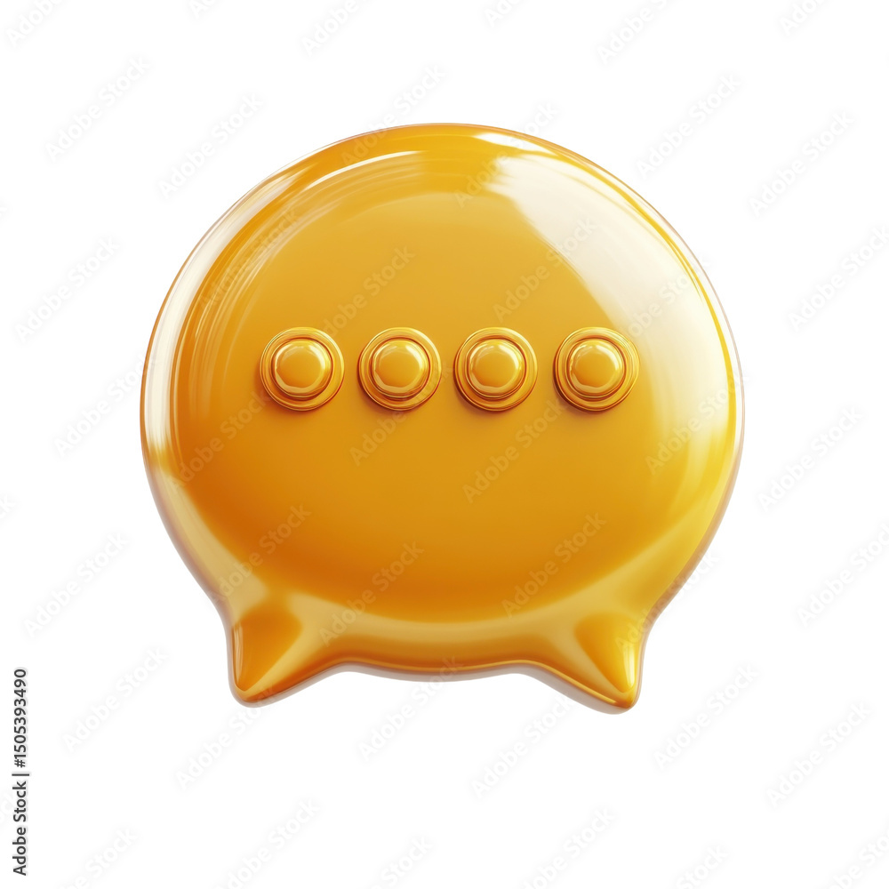 Poster a gleaming caramel speech bubble signaling thoughtful dialogue with on transparent background