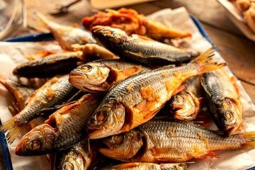 small crispy fried fish background