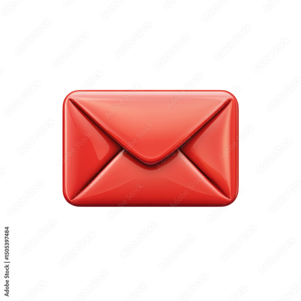 Poster a vibrant red email icon symbolizing communication and connection against on transparent background