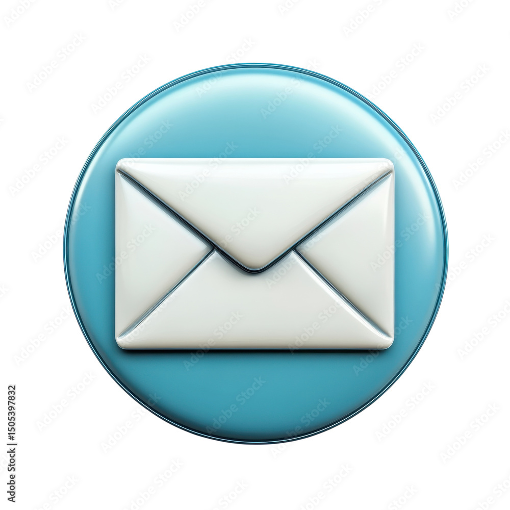 Poster a sleek email icon representing digital correspondence and connection in a on transparent background
