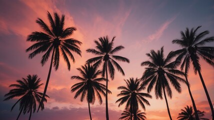 Majestic Palm Trees at Sunset Tropical Paradise