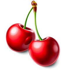 Bright red cherries displayed side by side showcasing their juicy texture and vibrant color against a white background