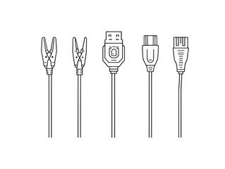 clean jumper cables line art drawing for stock vectors