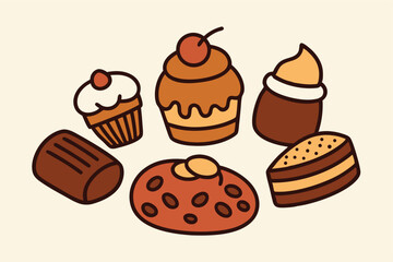 Assorted delicious chocolate sweets and cakes