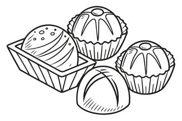 Delicious assorted chocolate candies illustration