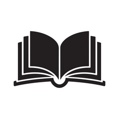 Open book vector illustration with blank pages, a bookmark, and reading icon for education and knowledge