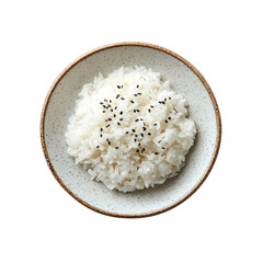 Top View of a Bowl of Steamed Rice with Sesame Seeds