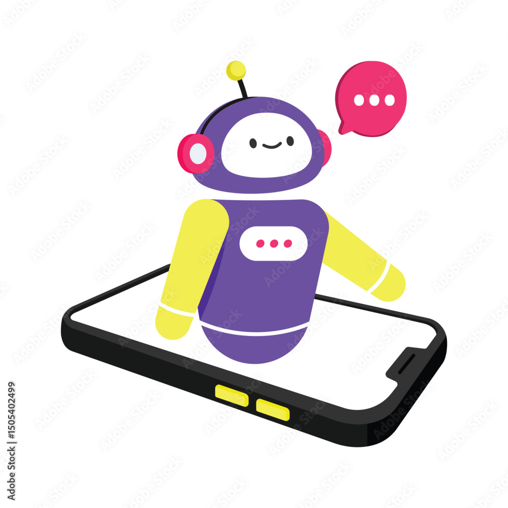 Poster chatbot with vr vector style icon. eps 10 file