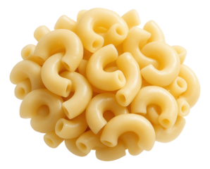 A heap of cooked elbow macaroni pasta showcasing its curved tubular shape.