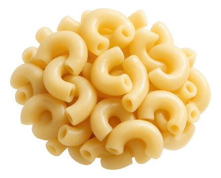 A heap of cooked elbow macaroni pasta showcasing its curved tubular shape.