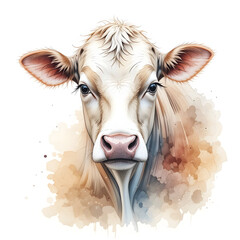 portrait of a cow in a field