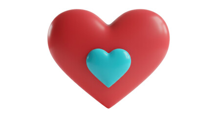 Isolated Heart with Small Blue Heart