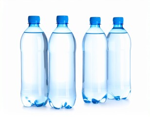 Naklejka premium Water bottles isolated on white. Mockup for design