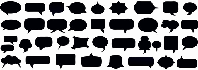 Collection of Black Speech Bubbles, Dialogue Boxes, and Thought Bubbles