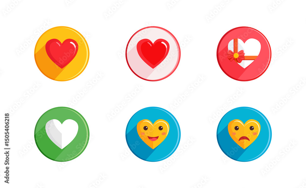 Aufkleber a set of vector icons in the form of hearts, each of which has its own emotional or symbolic interpr