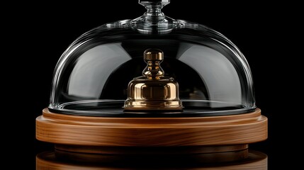 Brass spinning top in glass dome