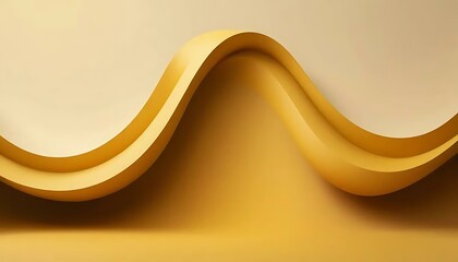 Abstract golden wave form gently curves in minimalist golden backdrop. Calm simplicity and warmth.