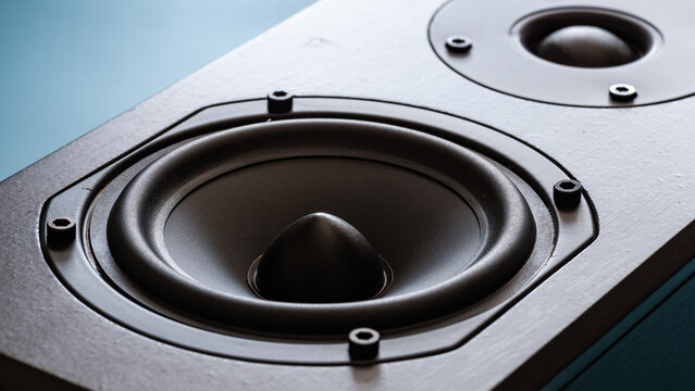 Sound system components speaker design home audio product studio setting close-up view