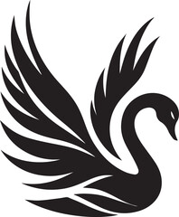 Fototapeta premium Minimalist Black Swan Silhouette Vector Art – Elegant Curves & Stylized Feathers