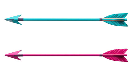 Isolated Two Arrows in Pink and Turquoise