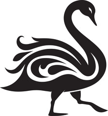 Minimalist Black Swan Silhouette Vector Art – Elegant Curves & Stylized Feathers