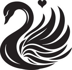 Naklejka premium Minimalist Black Swan Silhouette Vector Art – Elegant Curves & Stylized Feathers