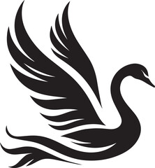 Minimalist Black Swan Silhouette Vector Art – Elegant Curves & Stylized Feathers