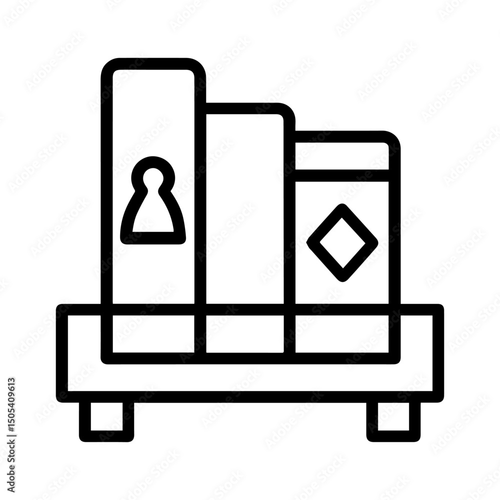 Poster icon shelf with board games on white background vector vector line icon board games