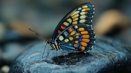 Fototapeta premium Butterfly on stone detailed view