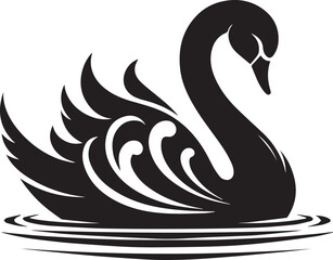 Minimalist Black Swan Silhouette Vector Art – Elegant Curves & Stylized Feathers