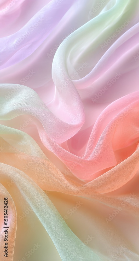 Poster pastel fabric waves in soft light, ideal for fashion design and delicate texture advertisement, conv