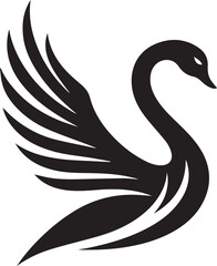 Minimalist Black Swan Silhouette Vector Art – Elegant Curves & Stylized Feathers