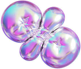 3D Holographic purple inflatable percent sign with a iridescent plastic effect, inflated balloon style typography for trendy futuristic design