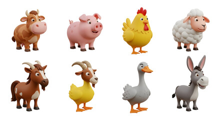 Fototapeta premium Cute Farm Animals Collection