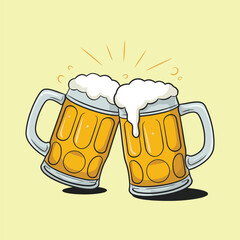 Beer celebration design with sparkling mugs for drinking events