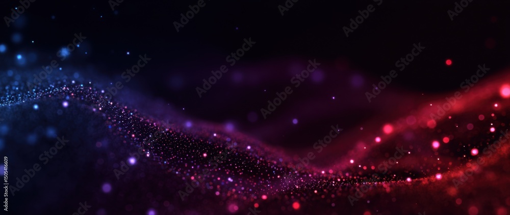 Leinwandbilder abstract wavy particle field in blue and red, representing digital innovation and technological adva