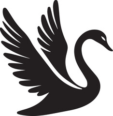 Minimalist Black Swan Silhouette Vector Art – Elegant Curves & Stylized Feathers