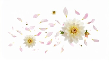 Fototapeta premium dahlia with its petals flying isolated on white 