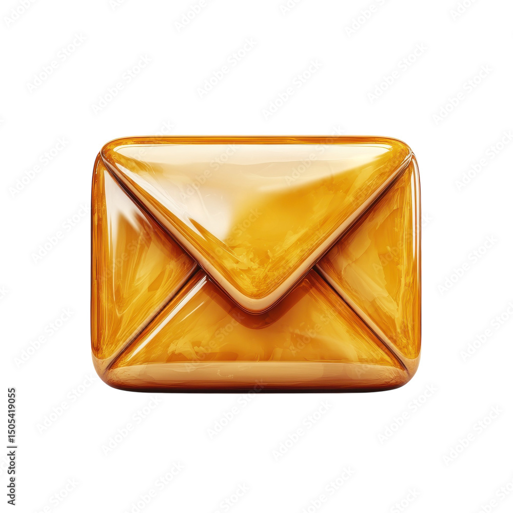 Poster an inviting golden email icon signifying digital communication and on transparent background