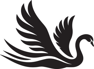 Minimalist Black Swan Silhouette Vector Art – Elegant Curves & Stylized Feathers