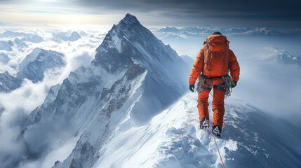 Climber on mountain summit