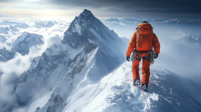 Climber on mountain summit