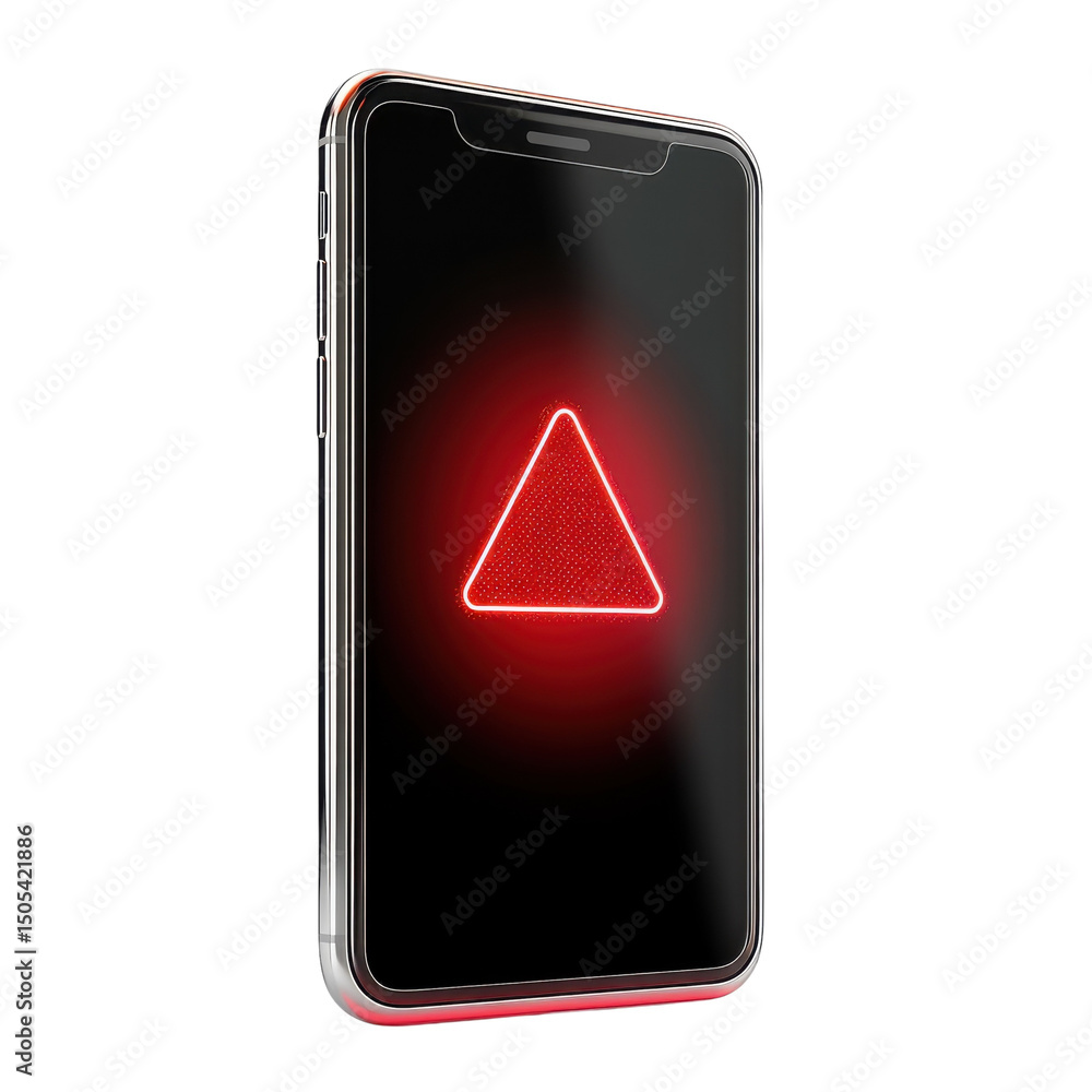 Aufkleber alert on mobile a red triangle symbol glowing ominously signaling a on transparent background